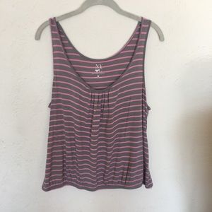 NY&CO Grey and Pink Striped Top Size Large